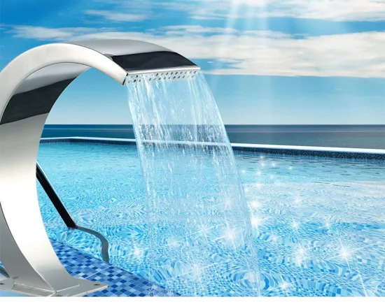 Baobiao OEM Garden Spray Water SPA Swimming Accessory Above Ground Stainless Steel Sliver Fountains Waterfall Pool with Remote